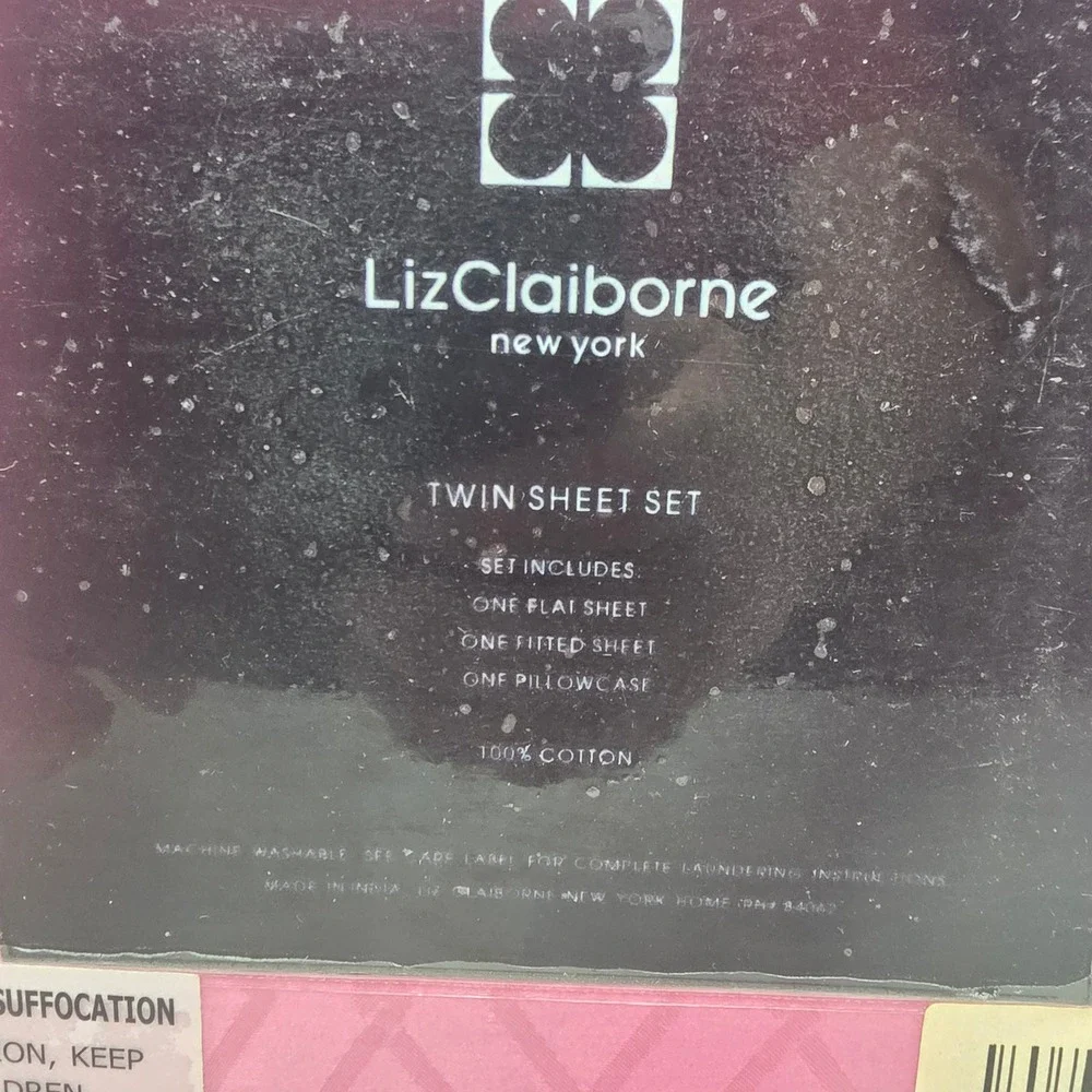 Liz Claiborne Twin Sheet Set Pink Candy 100% Cotton Diamond Pattern New